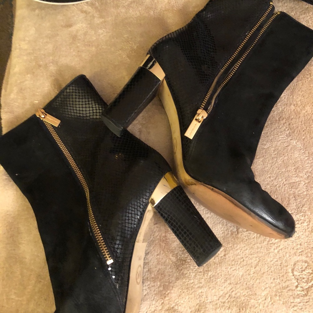 Michael Kors Boot Bootie 10 Suede Polished Leather